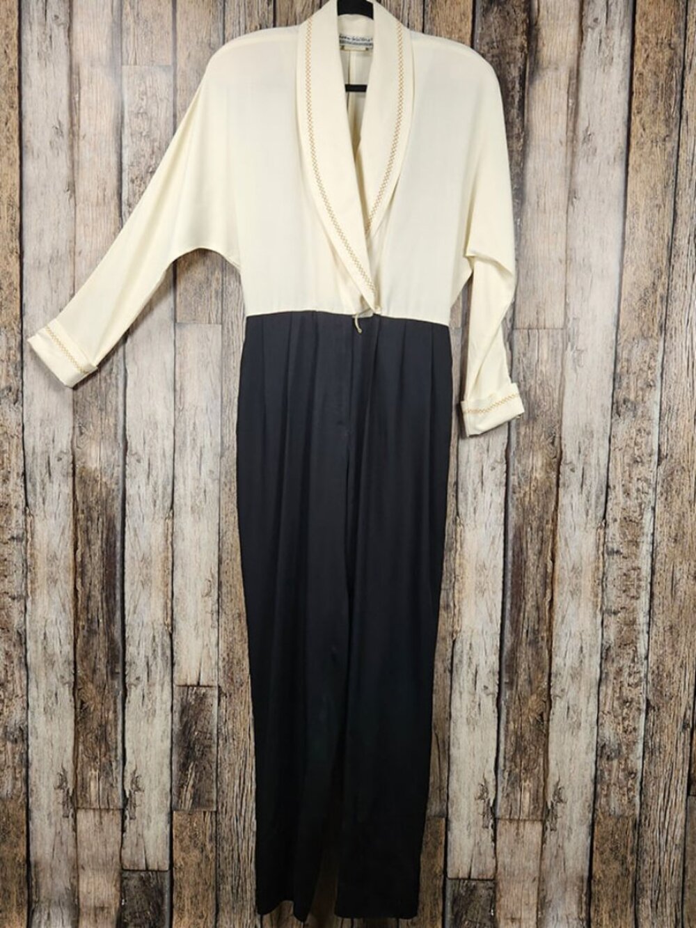 Joan Walters Tuxedo Black and White 80s Jumpsuit - 14